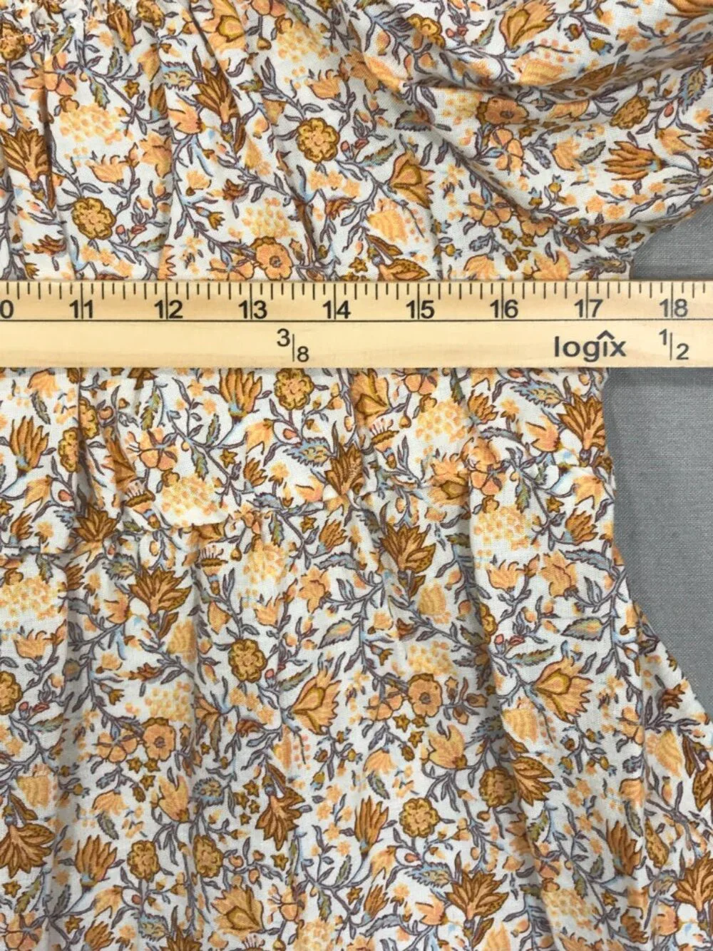 Old Navy Top Womens Large Brown Floral Babydoll Blouse Scoop Smocked Puff Sleeve